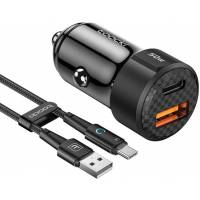 Зарядное устройство от прикуривателя Toocki TQ-CC25 (12/24V - USB, USB Type-C, 5V/3А, 9V/3A, 12V/2.5A, 50W max, кабель Type-C 1m, black)