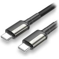 Кабель Type-C --> Type-C 1.0m (3A, 60W, быстрая зарядка, нейлоновая оплётка, black-brown) KUULAA