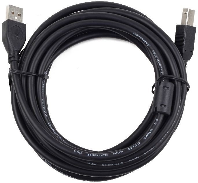 Кабель USB 2.0 Am - Bm 3.0m (CCF2-USB2-AMBM-10, 2 ферритовых кольца, экранированный, black) Cablexpert
