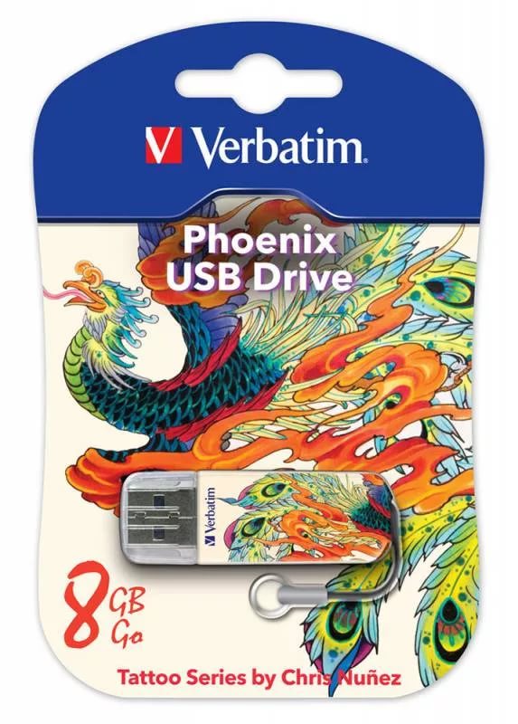 Флеш накопитель USB 2.0 32Gb Verbatim Store n Go Mini Tattoo Edition (49898, Phoenix)