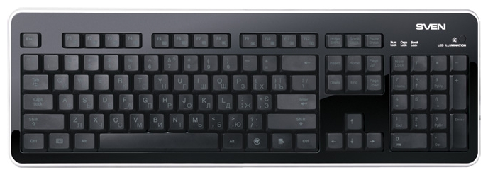 Клавиатура Sven Comfort 7400 EL (USB, подсветка символов (синяя/зелёная), black)