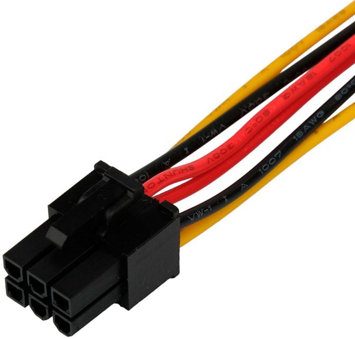 Переходник питания для видеокарты PCI-Express 6pin (CC-PSU-63-15CM, 0.15m, от 2х разъёмов Molex (IDE) блока питания) Cablexpert