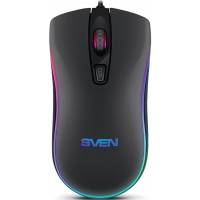 Мышь Sven RX-530S (USB, optical, 1200dpi, динамическая подсветка, бесшумный клик, soft-touch, 1.5m, black)