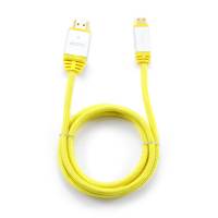 Кабель HDMIm-MiniHDMIm 1.0m (KCP-HDMICny, ver.1.4, с позолоченными контактами, нейлоновая оплётка, yellow-silver) Konoos