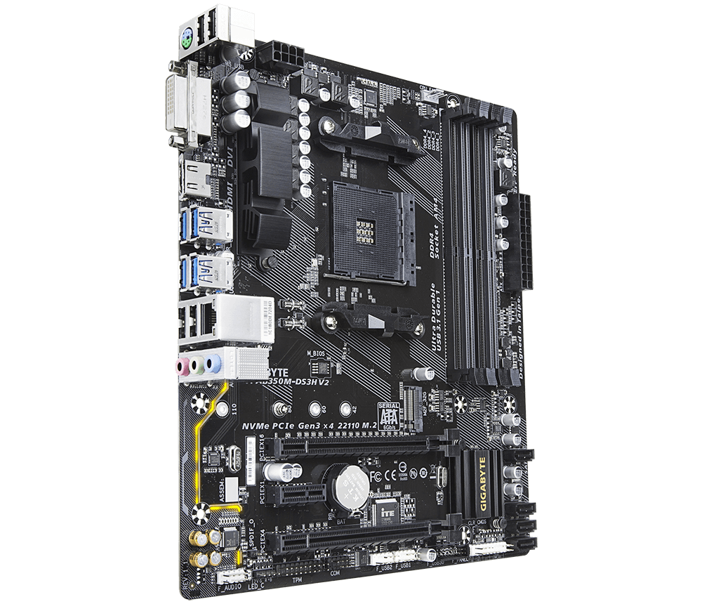 Материнская плата Gigabyte GA-AB350M-DS3H V2 (AM4, mATX) RTL