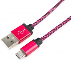 Кабель USB 2.0 Am - micro USB 1.0m (CC-mUSB2pe 1m, нейлоновая оплетка, purple) Cablexpert
