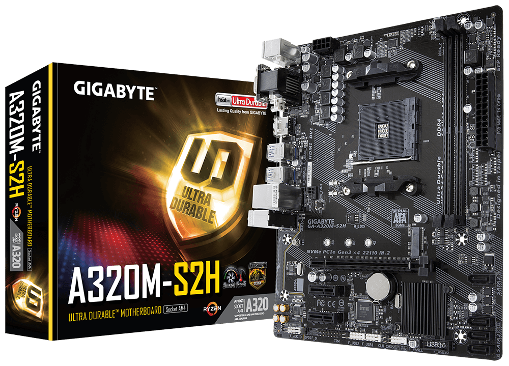 Материнская плата Gigabyte GA-A320M-S2H (AM4, mATX) RTL