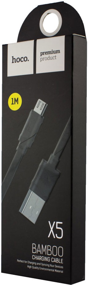 Кабель USB 2.0 Am - micro USB 1.0m (X5 Bamboo, 2.4A, black) hoco