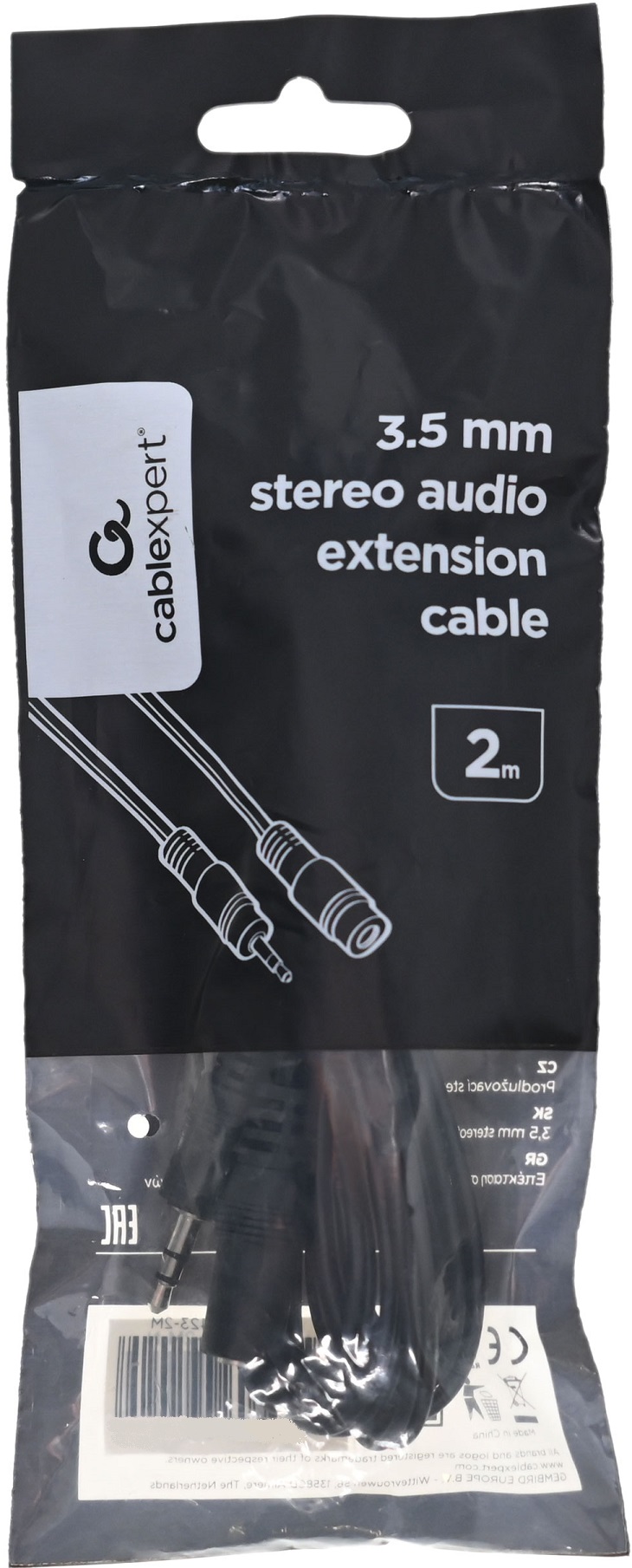 Кабель удлинительный аудио 3.5mm Jack (m) - 3.5mm Jack (f) 2.0m (CCA-423-2M-N, black) Cablexpert
