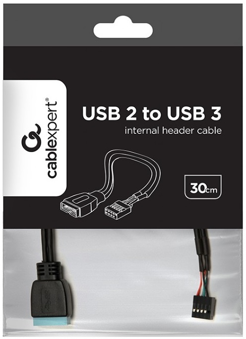 Переходник на 2xUSB3.0 (m) c колодки USB2.0 (f) материнской платы (CC-U3U2-01, 0.3m, black) Cablexpert