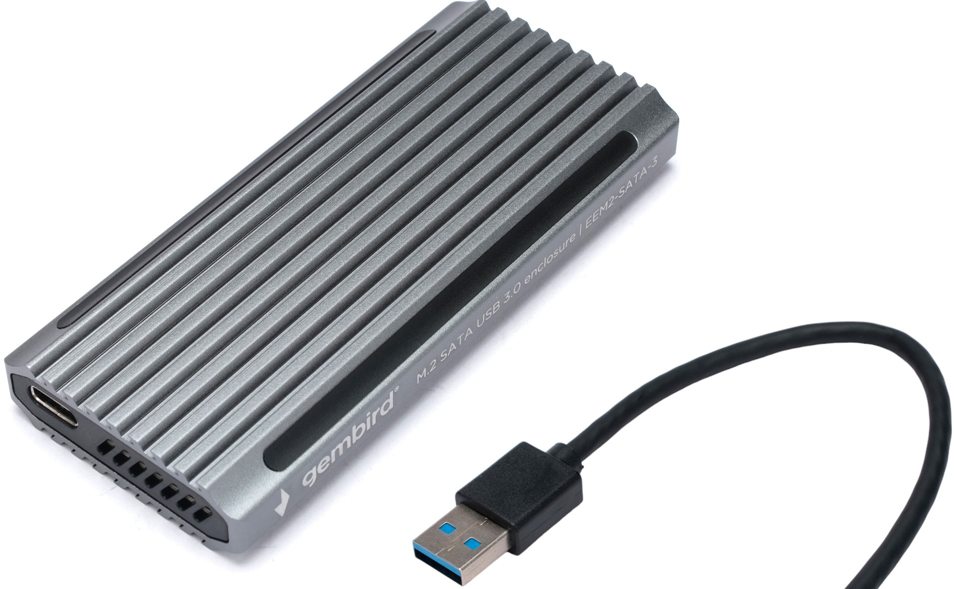 Корпус для SSD M.2 Gembird EEM2-SATA-3 (USB3.1 Type-C, M.2 2280 SATA, подсветка, grey)