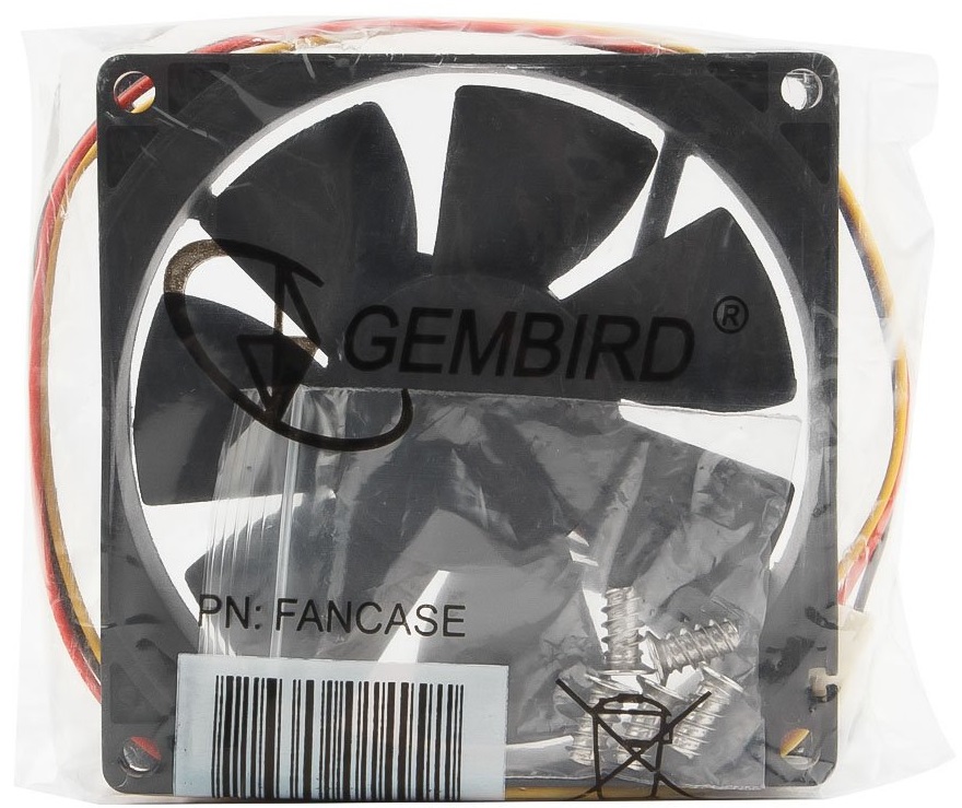 Вентилятор Gembird FANCASE (80x80x25mm, sleeve, 2600rpm, 35dBa, 3pin, black) OEM