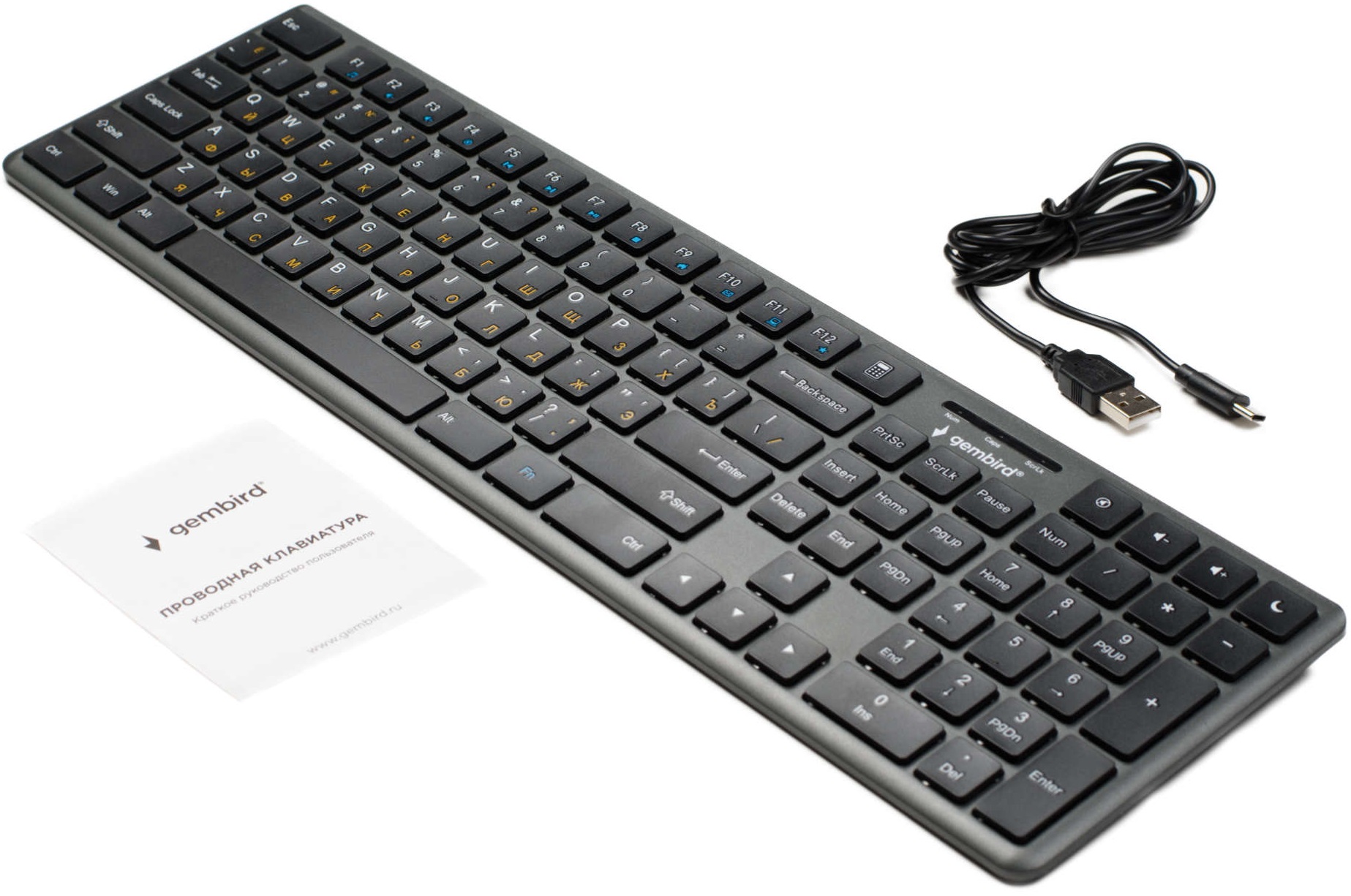 Клавиатура Gembird KB-8460 (USB, ножничный механизм клавиш, мультимедийная, black)