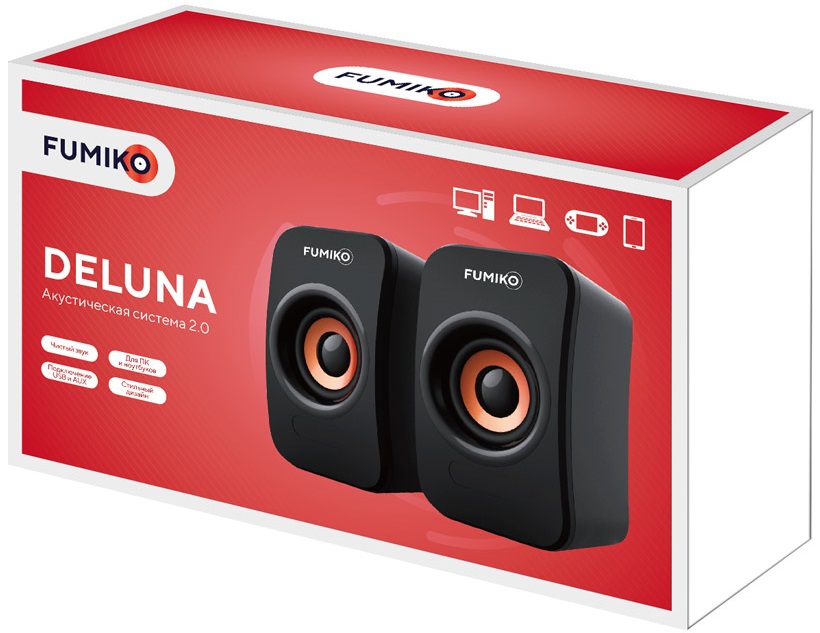 Колонки FUMIKO DELUNA (6W, USB, black)