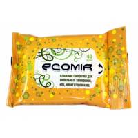 Салфетки Ecomir (40 шт., влажные салфетки для мобильных телефонов, навигаторов, КПК, в мягкой упаковке)