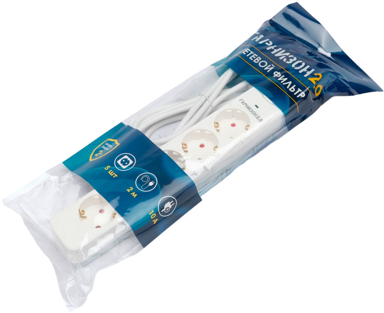 Сетевой фильтр Гарнизон 2.0 (EPS-5-W-2, 5 розеток, 2 метра, 10A, white) OEM