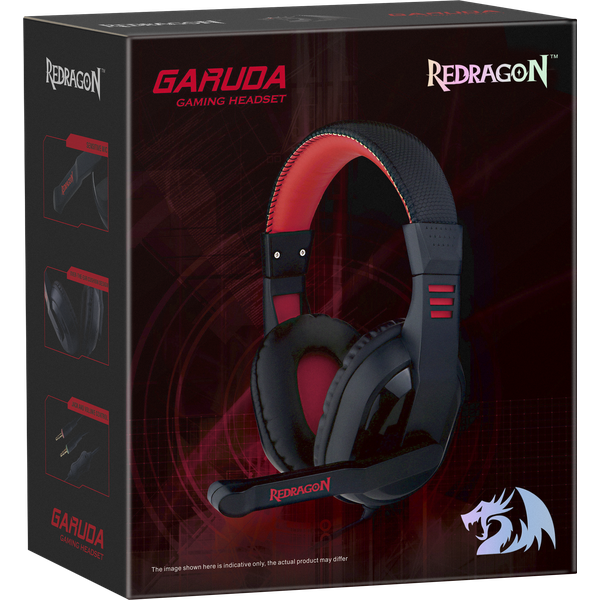 Наушники Redragon GARUDA (полноразмерные закрытые, c микрофоном, игровые, 2m, black-red)