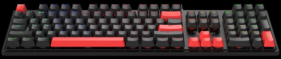 Клавиатура A4Tech Bloody S510R (USB, механическая, RED Switch, поддержка ПО Bloody KeyDominator (для создания макросов, профилей, полной настройки RGB подсветки), игровая, мультимедийная, 1.8m, fire black)