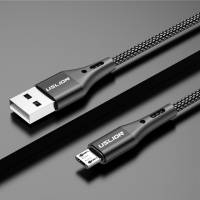 Кабель USB 2.0 Am - micro USB 1.0m (3A, быстрая зарядка, нейлоновая оплётка, black) USLION