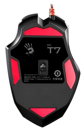 Мышь A4Tech Bloody T7 (USB, optical, 4000dpi, игровая, RGB подсветка, black)