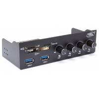 Контроллер вентилятора DEEPCOOL ROCK MASTER V3.0 (для 4 вентиляторов, 2*USB3.0, картридер, black) RTL