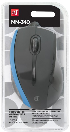 Мышь Defender MM-340 (USB, optical, 1000dpi, 1.35m, black-blue)