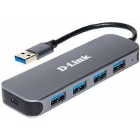 USB 3.0 HUB (DUB-1341, 4xUSB3.0, активный, до 127 подключённых устройств, до 5 концентраторов каскадированием, металл, black-grey) D-Link