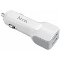 Зарядное устройство от прикуривателя hoco Z23 Grand style (12/24V - USB, 2*USB, 2.4А max, 12W, кабель Lightning 1m, быстрая зарядка, white)