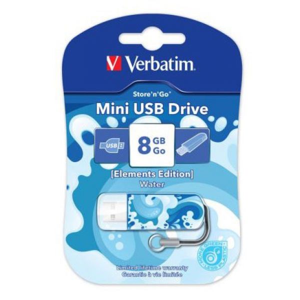 Флеш накопитель USB 2.0 8Gb Verbatim Store n Go Mini Elements Edition (98159, water)