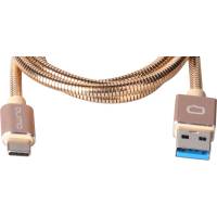 Кабель USB 3.0 Am - Type-C 1.0m (22504, 3A, 15W, стальная пружина, gold) QUMO