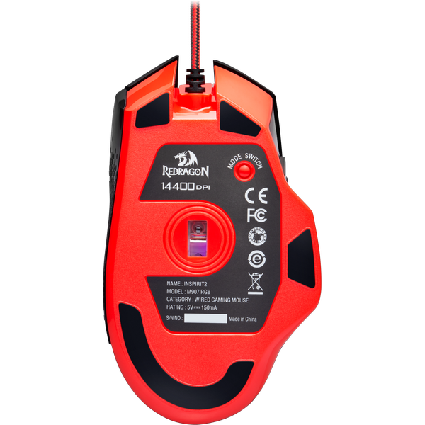 Мышь Redragon INSPIRIT 2 (USB, optical, 14000dpi, игровая, RGB подсветка, black-red)