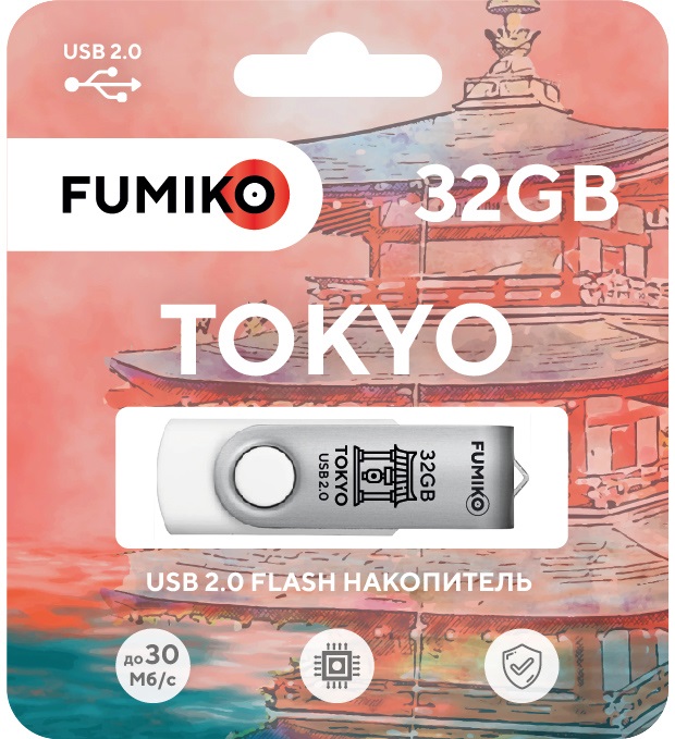 Флеш накопитель USB 2.0 32Gb FUMIKO TOKYO (FTO-24, 30MB/s, white)