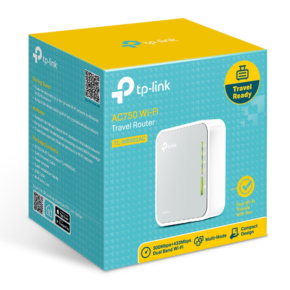 Роутер TP-LINK TL-WR902AC (750Mbps, 2.4/GHz, 1 port, 100Mbps, USB, 3G/4G, white)