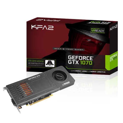 Видеокарта KFA2 GF GTX1070 8192Mb (GTX1070 KATANA, 256bit, GDDR5, DVI+HDMI+DP) RTL