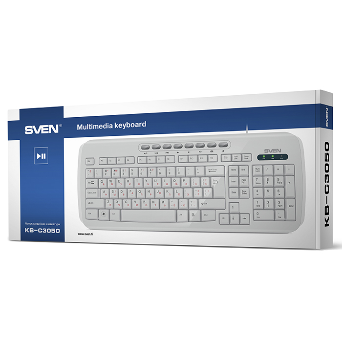 Клавиатура Sven KB-C3050 (USB, мультимедийная, white)