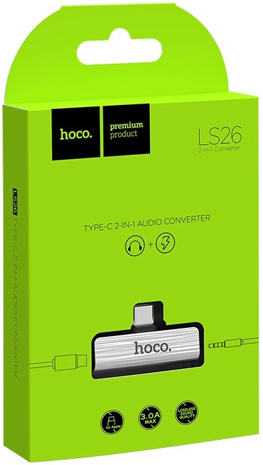 Переходник (LS26, Type-C / 3.5mm Jack (f) 4pin, 1.5A, silver) hoco