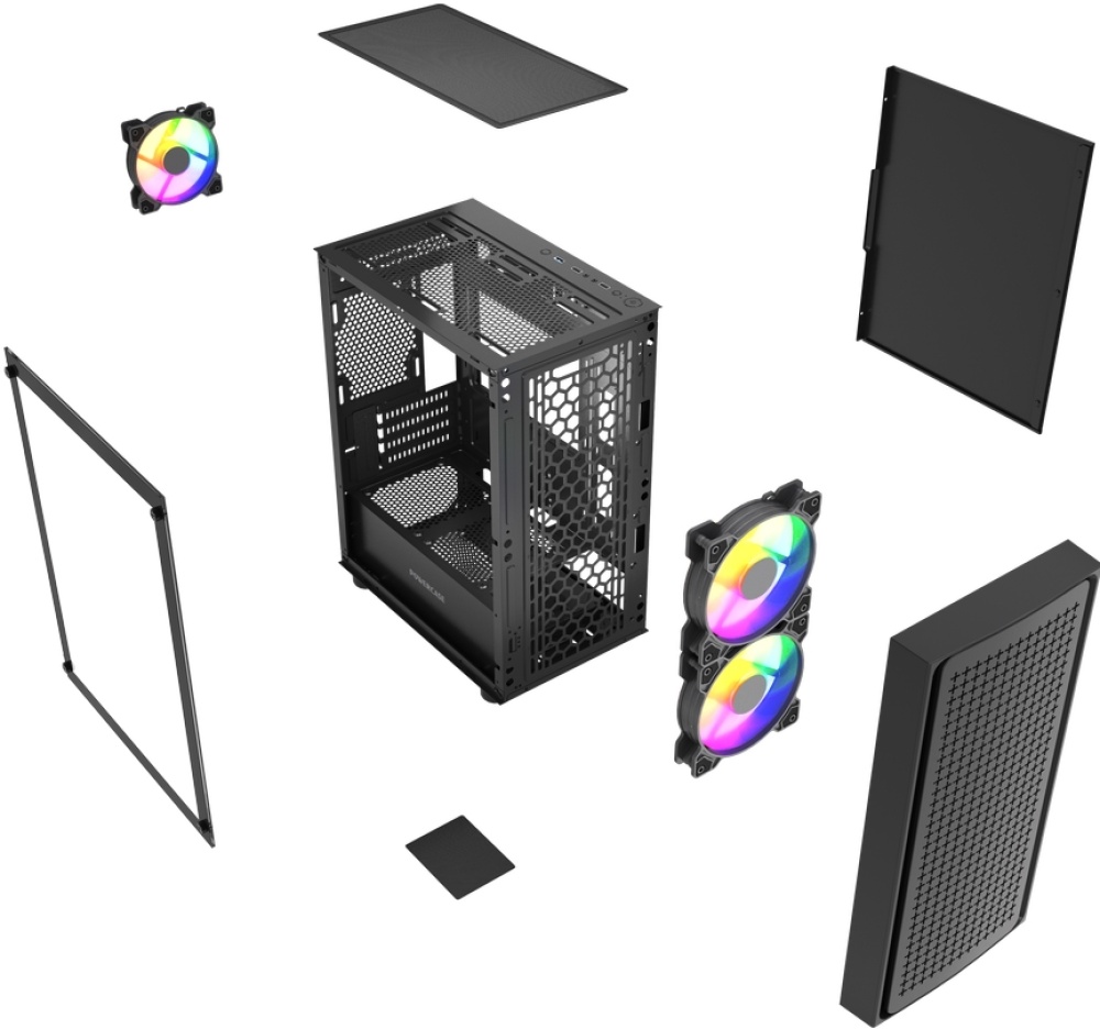 Корпус Powercase Mistral Micro EM20 (CMMEM20B-L3) (без БП, mATX, USB3.0, 3x FRGB Fan, black)