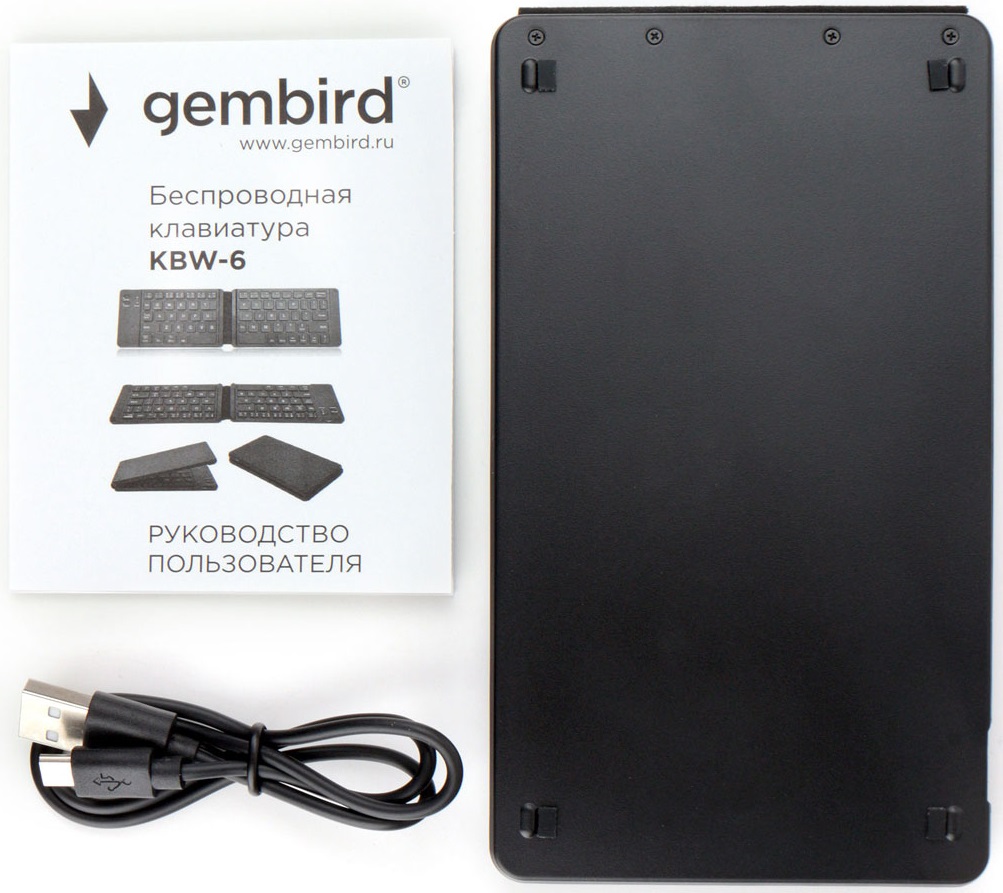 Клавиатура беспроводная Gembird KBW-6 (Bluetooth / micro USB, аккумулятор 80mAh, складная, ножничная, мультимедийная, black)