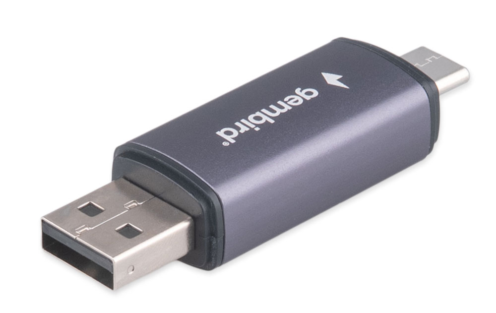 Карт-ридер Gembird (FD2-MSD-6, USB OTG, SDXC, microSD, до 512Gb, grey, USB Type-C / USB A)