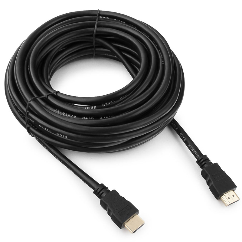 Кабель HDMI (m) - HDMI (m) 10.0m (GCC-HDMI-10M, 4K, ver.2.0, с позолоченными контактами, пакет, black) Гарнизон