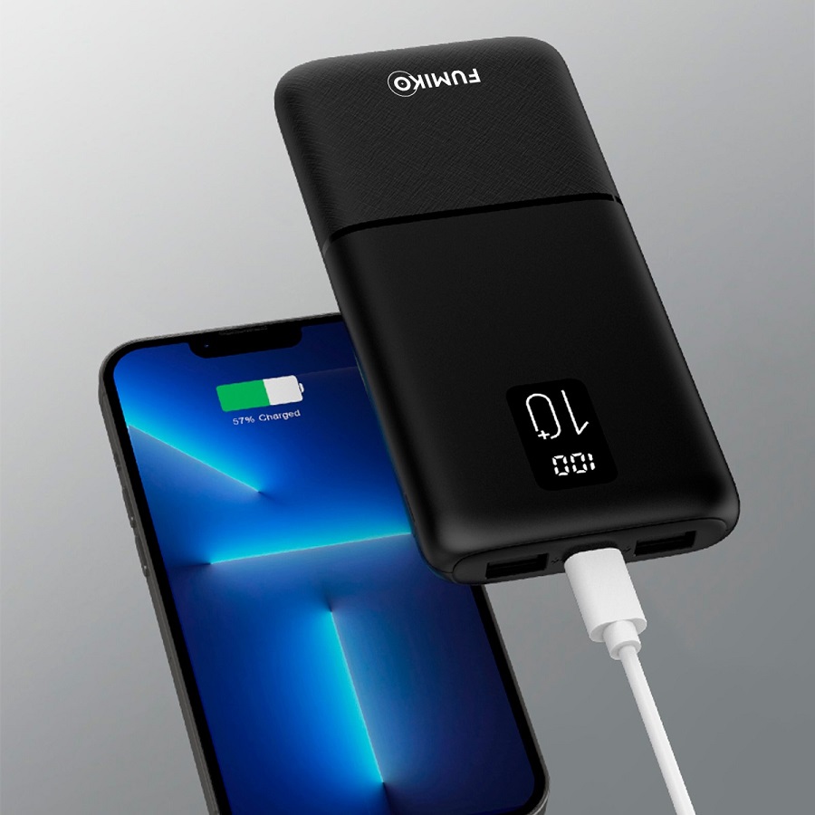 Внешний аккумулятор FUMIKO (FPB10-01, 10000mAh, 3*USB 2.1A max, USB Type-C, вход 2.1A, black)