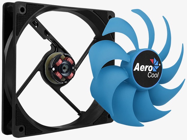 Вентилятор AeroCool Motion 12 Plus (120x120x25mm, Hydro, 1200rpm, 22dBa, 3+4pin, black-blue) RTL