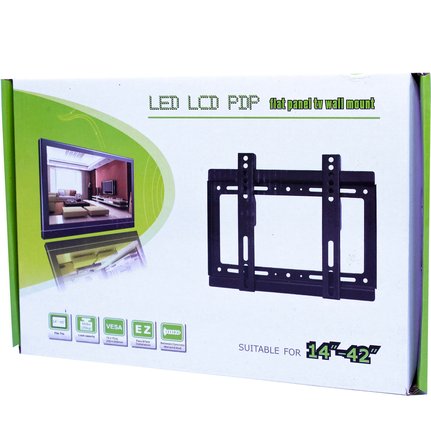 Настенный кронштейн для телевизоров и мониторов (14"-42", VESA 75x75-200x200, до 25кг, black)