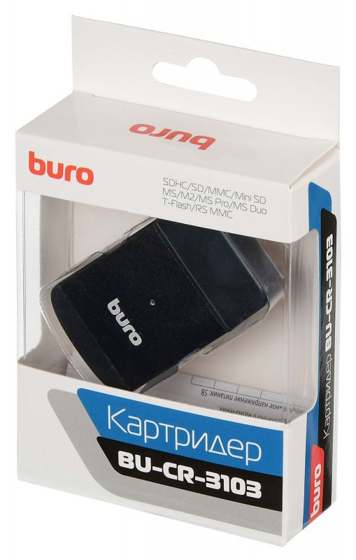 Карт-ридер Buro BU-CR-3103 (microSD, SDHC, M2, MS, MS Duo, MMC, black, USB2.0)