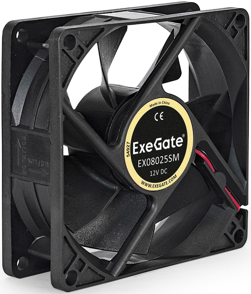 Вентилятор ExeGate EX08025SM (EX283381RUS) (80x80x25mm, sleeve, 2200rpm, 23dBa, 4pin, black) OEM