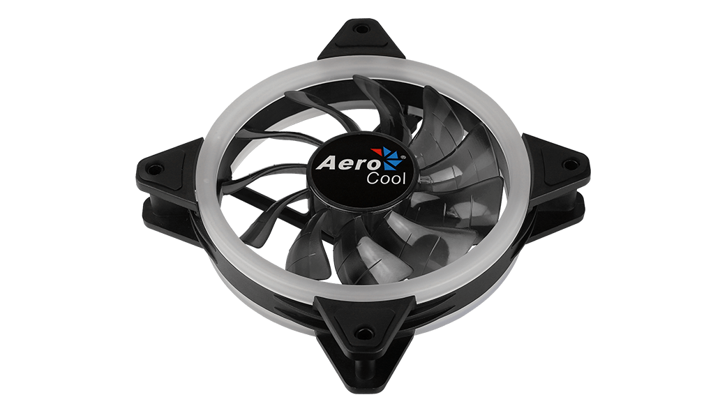 Вентилятор AeroCool Rev RGB (120x120x25mm, Hydro, 1200rpm, 15dBa, 3+4pin, RGB ready LED, black) RTL