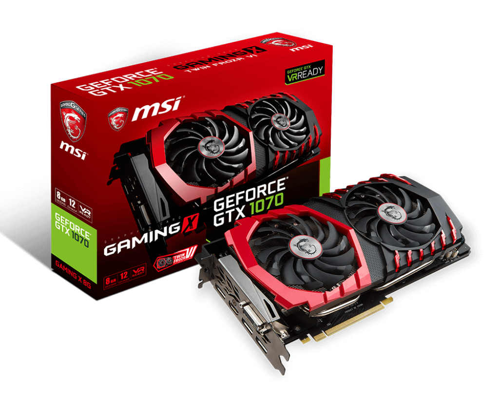 Видеокарта MSI GF GTX1070 8192Mb GAMING (GTX 1070 GAMING X 8G,  256bit, GDDR5, DVI+HDMI+3*DP) RTL