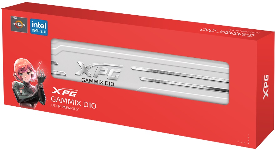 Память DDR4 8Gb PC25600, 3200MHz, ADATA XPG Gammix D10 (AX4U32008G16A-SW10, 1.35V, white)
