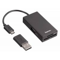 USB 2.0 HUB и картридер Hama 054141 (OTG, 1 порт, SDXC, microSD, black)