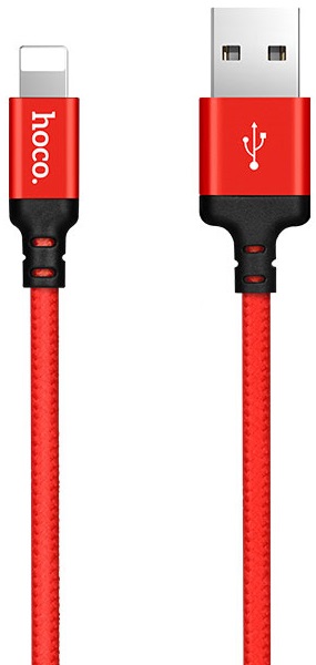 Кабель Hoco X14 Lightning 1.0m (X14 Times Speed, нейлоновая оплётка, red-black) hoco